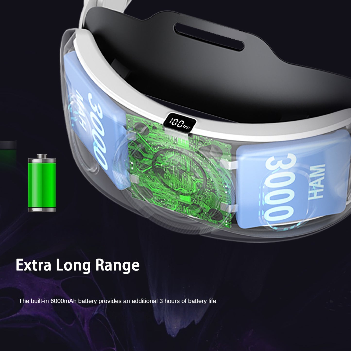 Battery Head Strap Compatible with Meta Quest 3, Extend Playtime and Enhance Immersion Comfort, Quest 3 Elite Strap with Battery VR Headset - 6000mAh