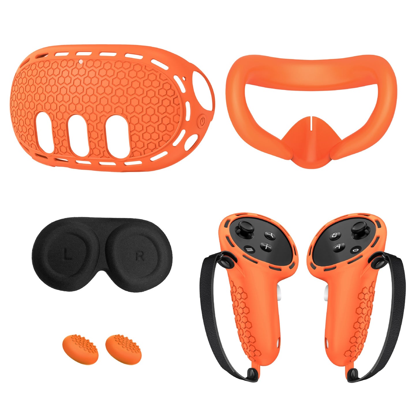 5 in 1 Accessoris Set for Quest 3, Silicone Shell Protective Cover, Face Pad Cover, Controller Grips,  Lens Cover